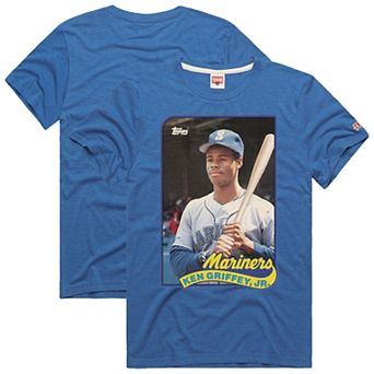 Men's Homage Ken Griffey Jr. Royal Seattle Mariners Topps Baseball Card Tri-Blend T-Shirt