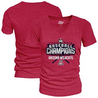 Women's Blue 84 Red Arizona Wildcats 2025 Big 12 Baseball Conference Tournament Champions Locker Room V-Neck T-Shirt