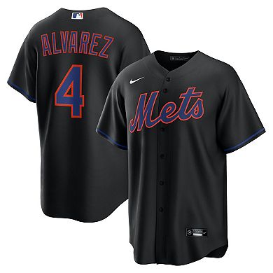 Men's Nike Francisco Alvarez Black New York Mets Alternate Replica Jersey