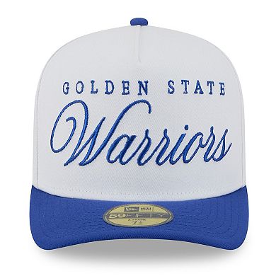 Men's New Era White/Royal Golden State Warriors 2025 NBA Draft A-Frame 59FIFTY Fitted Hat