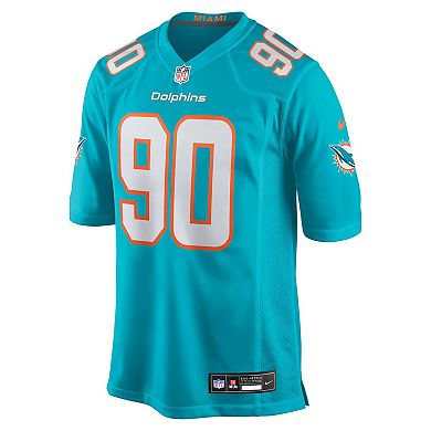 Men's Nike Kenneth Grant Aqua Miami Dolphins 2025 NFL Draft First Round Pick Game Jersey