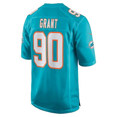 Men's Nike Kenneth Grant Aqua Miami Dolphins 2025 NFL Draft First Round Pick Game Jersey