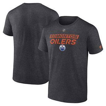 Men's Fanatics Heather Charcoal Edmonton Oilers Authentic Pro Core Primary T-Shirt