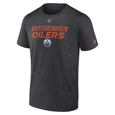 Men's Fanatics Heather Charcoal Edmonton Oilers Authentic Pro Core Primary T-Shirt