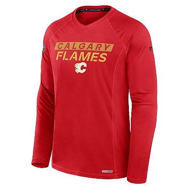 Men's Fanatics Red Calgary Flames Authentic Pro Rink Tech Raglan Long Sleeve T-Shirt