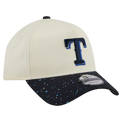 Men's New Era Cream Texas Rangers Speckle A-Frame 9FORTY Adjustable Hat