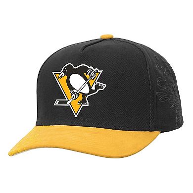 Men's Mitchell & Ness Black/Gold Pittsburgh Penguins May Flowers Pro Crown Adjustable Hat