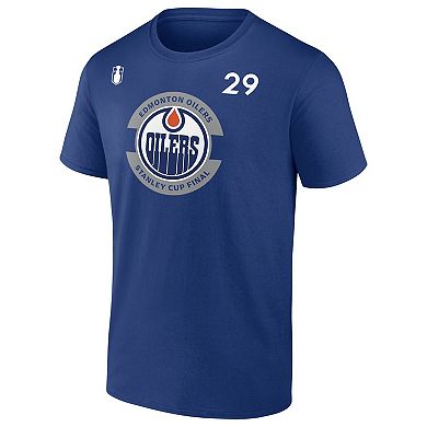 Men's Fanatics Leon Draisaitl Royal Edmonton Oilers 2025 Stanley Cup Final Name & Number T-Shirt