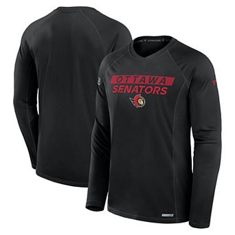 Men's Fanatics Black Ottawa Senators Authentic Pro Rink Tech Raglan Long Sleeve T-Shirt