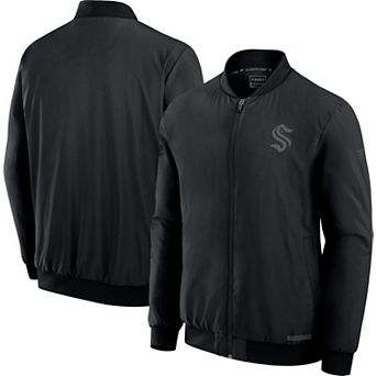 Men's Fanatics Black Seattle Kraken Authentic Pro Road Full-Zip Bomber Jacket
