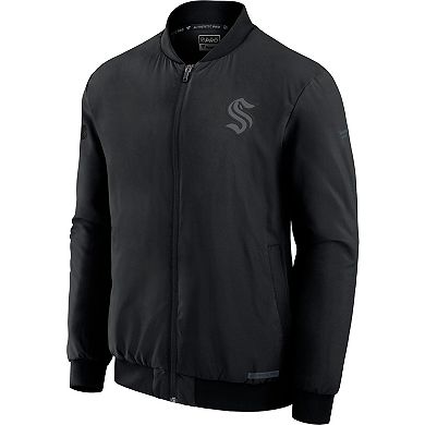 Men's Fanatics Black Seattle Kraken Authentic Pro Road Full-Zip Bomber Jacket