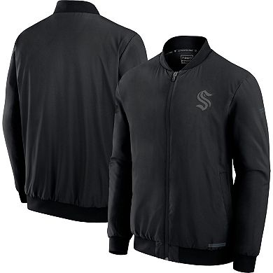 Men's Fanatics Black Seattle Kraken Authentic Pro Road Full-Zip Bomber Jacket