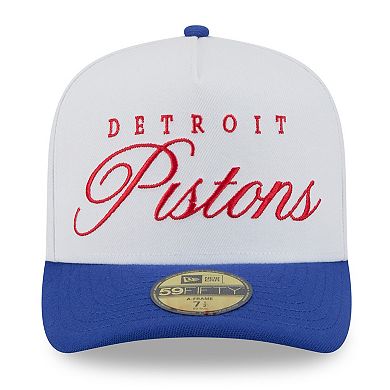 Men's New Era White/Blue Detroit Pistons 2025 NBA Draft A-Frame 59FIFTY Fitted Hat