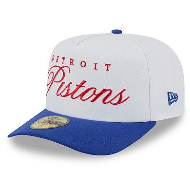 Men's New Era White/Blue Detroit Pistons 2025 NBA Draft A-Frame 59FIFTY Fitted Hat