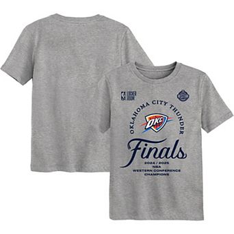Preschool Gray Oklahoma City Thunder 2025 Western Conference Champions Locker Room T-Shirt