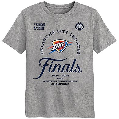 Preschool Gray Oklahoma City Thunder 2025 Western Conference Champions Locker Room T-Shirt
