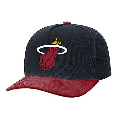 Men's Mitchell & Ness Black/Red Miami Heat May Flowers Adjustable Hat