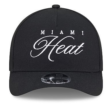 Men's New Era Black Miami Heat 2025 NBA Draft M-Crown A-Frame 9FORTY Adjustable Hat