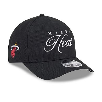 Men's New Era Black Miami Heat 2025 NBA Draft M-Crown A-Frame 9FORTY Adjustable Hat