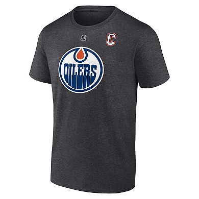 Men's Fanatics Connor McDavid Charcoal Edmonton Oilers Authentic Stack Name & Number T-Shirt