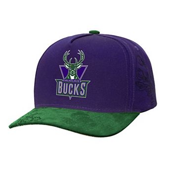 Men's Mitchell & Ness Purple/Green Milwaukee Bucks May Flowers Adjustable Hat