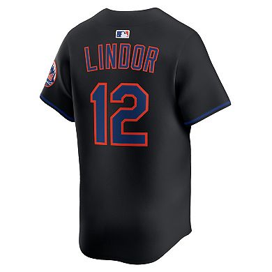 Men's Nike Francisco Lindor Black New York Mets Alternate Limited Jersey