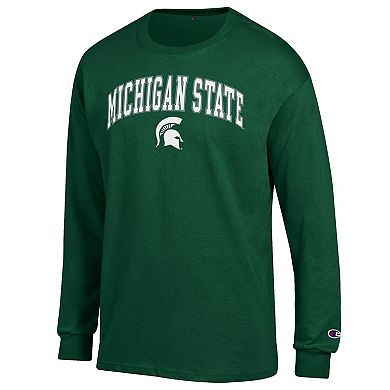 Men's Champion Green Michigan State Spartans Arch Over Logo 2-Hit Long Sleeve T-Shirt
