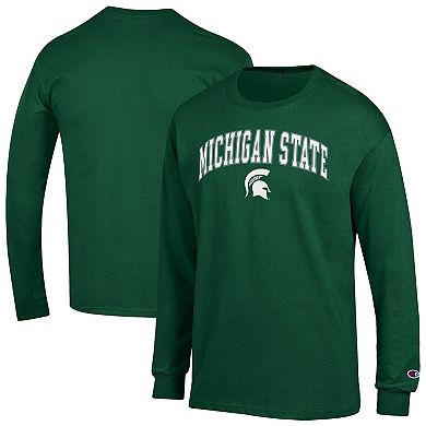 Men's Champion Green Michigan State Spartans Arch Over Logo 2-Hit Long Sleeve T-Shirt
