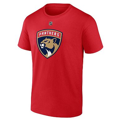 Men's Fanatics Brad Marchand Red Florida Panthers Authentic Stack Name & Number T-Shirt