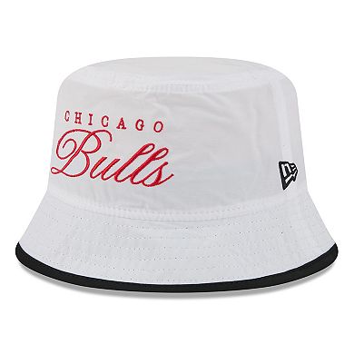 Men's New Era White/Black Chicago Bulls 2025 NBA Draft Nylon Bucket Hat