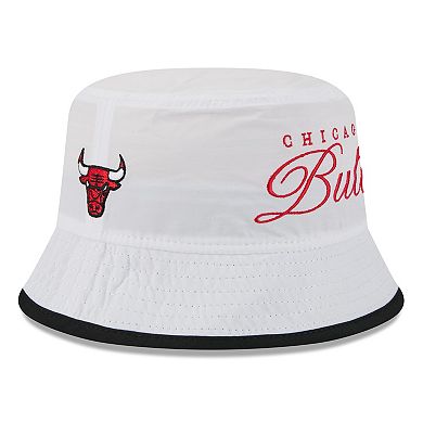 Men's New Era White/Black Chicago Bulls 2025 NBA Draft Nylon Bucket Hat