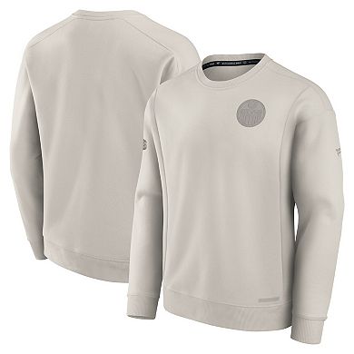 Men's Fanatics Cream Edmonton Oilers Authentic Pro Road Fleece Pullover Sweatshirt