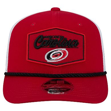 Men's New Era Red/White Carolina Hurricanes Team Patch Basic 9SEVENTY Adjustable Trucker Hat