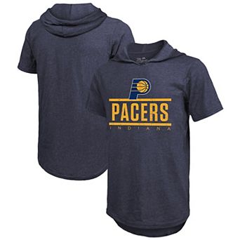 Men's Majestic Threads Navy Indiana Pacers Tri-Blend Hoodie T-Shirt