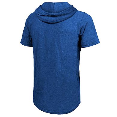 Men's Majestic Threads Royal New York Knicks Tri-Blend Hoodie T-Shirt