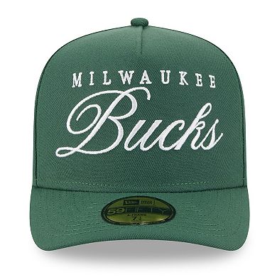 Men's New Era Hunter Green Milwaukee Bucks 2025 NBA Draft A-Frame 59FIFTY Fitted Hat