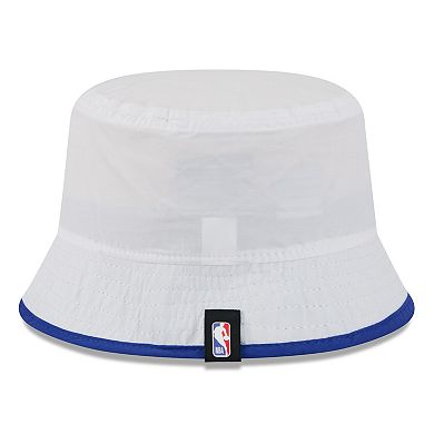 Men's New Era White/Royal Philadelphia 76ers 2025 NBA Draft Nylon Bucket Hat
