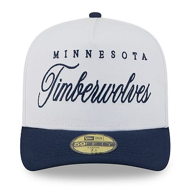 Men's New Era White/Navy Minnesota Timberwolves 2025 NBA Draft A-Frame 59FIFTY Fitted Hat