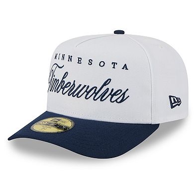 Men's New Era White/Navy Minnesota Timberwolves 2025 NBA Draft A-Frame 59FIFTY Fitted Hat