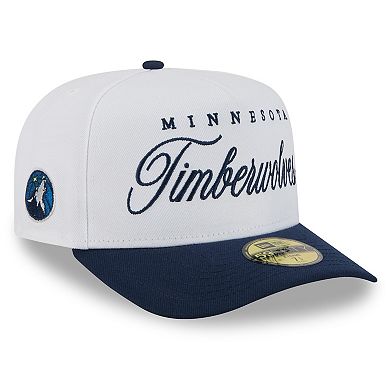 Men's New Era White/Navy Minnesota Timberwolves 2025 NBA Draft A-Frame 59FIFTY Fitted Hat
