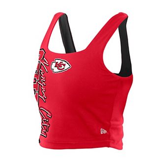 Women's New Era Red/Black Kansas City Chiefs Reversible Cropped Sport Classics Tank Top
