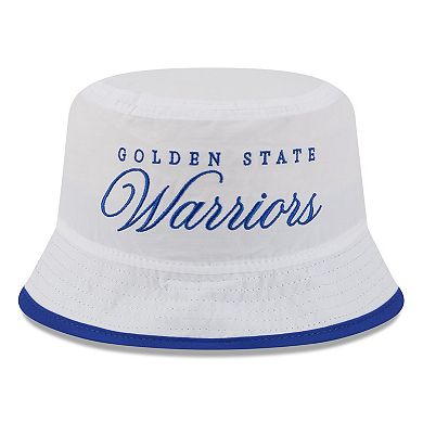 Men's New Era White/Royal Golden State Warriors 2025 NBA Draft Nylon Bucket Hat
