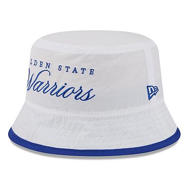 Men's New Era White/Royal Golden State Warriors 2025 NBA Draft Nylon Bucket Hat