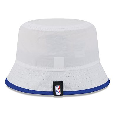 Men's New Era White/Royal Golden State Warriors 2025 NBA Draft Nylon Bucket Hat