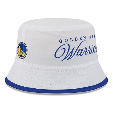 Men's New Era White/Royal Golden State Warriors 2025 NBA Draft Nylon Bucket Hat