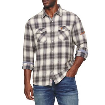 Men's Flag & Anthem Dierks Bentley Cream Texas Longhorns Alma Vintage Long Sleeve Button-Up Flannel Shirt
