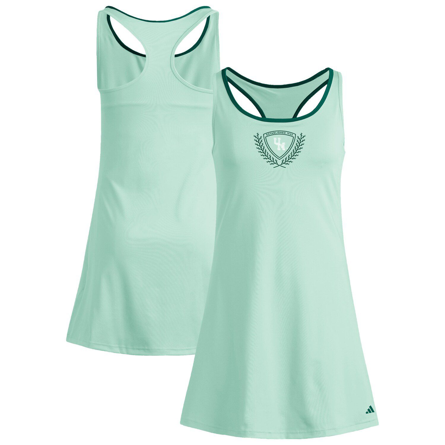 Женские платья adidas Green Miami Hurricanes Spring Fling Active Racerback Skort Dress