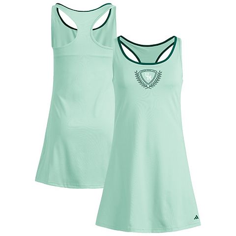 Женские платья adidas Women's adidas Green Miami Hurricanes Spring Fling Active Racerback Skort Dress