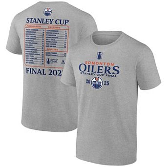 Men's Fanatics Heather Gray Edmonton Oilers 2025 Stanley Cup Final Roster T-Shirt