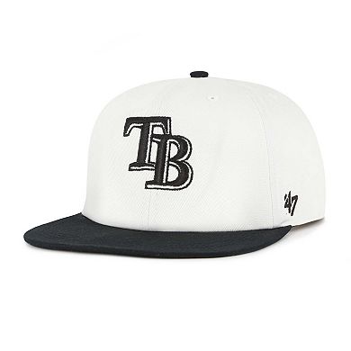 Men's '47 White/Black Tampa Bay Rays Foundation Captain Snapback Hat